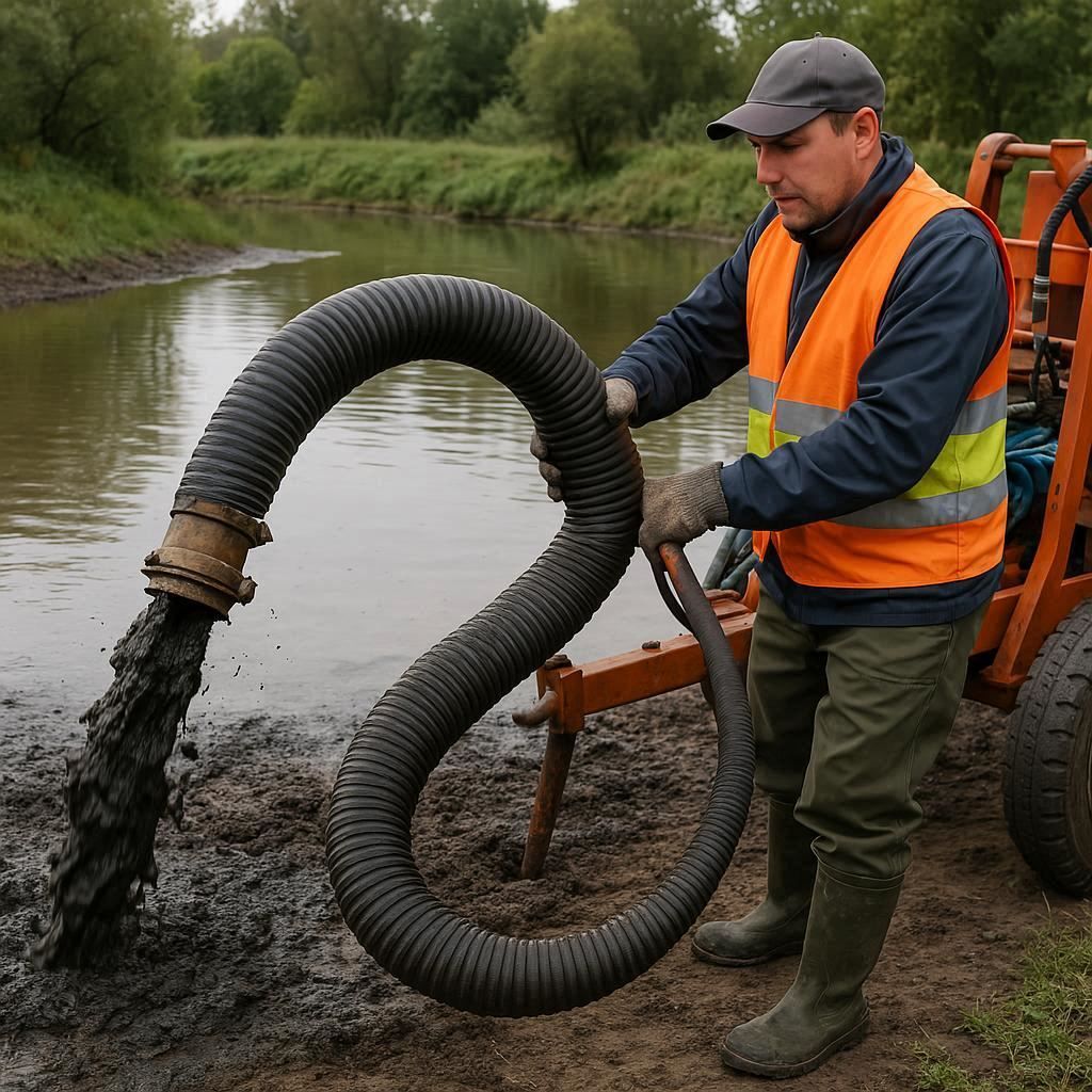 Очистка прудов и водоемов от ила метро Борисово